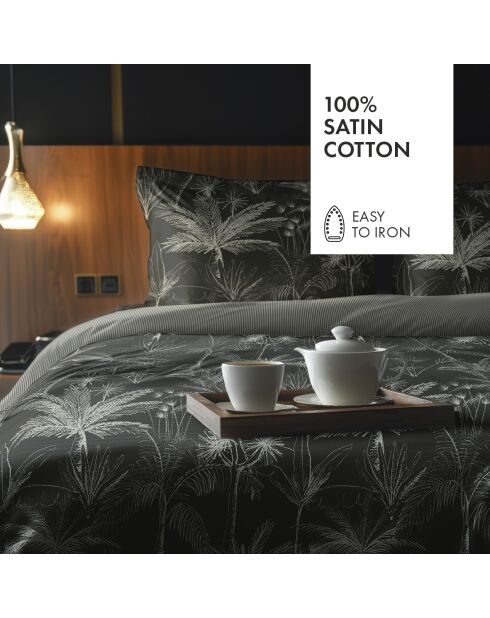 Parure housse de couette en satin de coton - Eden noir