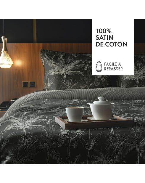 Parure housse de couette en satin de coton - Eden noir