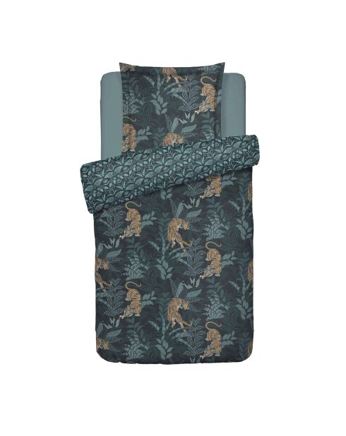 Parure housse de couette en satin de coton - Bleu Jaro