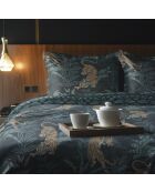 Parure housse de couette en satin de coton - Bleu Jaro