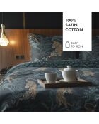Parure housse de couette en satin de coton - Bleu Jaro