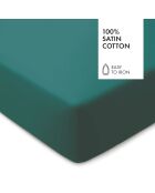 Drap-housse en satin de coton vert uni