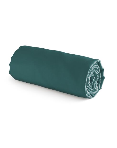 Drap-housse en satin de coton vert uni