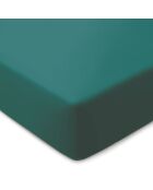 Drap-housse en satin de coton vert uni