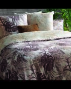 Parure housse de couette en satin de coton Jungle Taupe