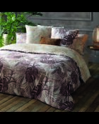 Parure housse de couette en satin de coton Jungle Taupe