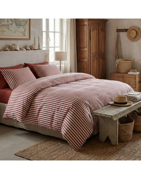 Parure housse de couette en satin de coton - Rouge Tyra