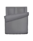 Parure housse de couette en satin de coton à rayures dobby tissées Gris foncé