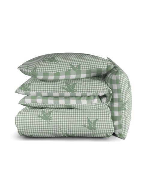 Parure housse de couette en coton Vichy Canards Vert
