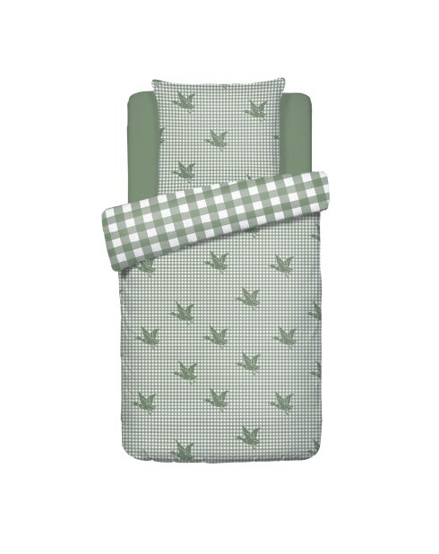 Parure housse de couette en coton Vichy Canards Vert