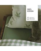 Parure housse de couette en coton Vichy Canards Vert