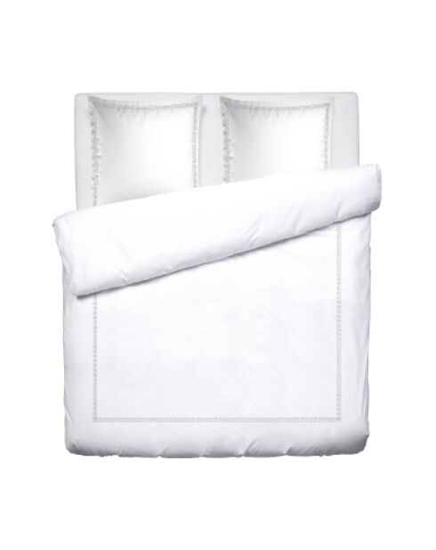 Parure housse de couette en satin de coton - Maison royale Gris / Blanc