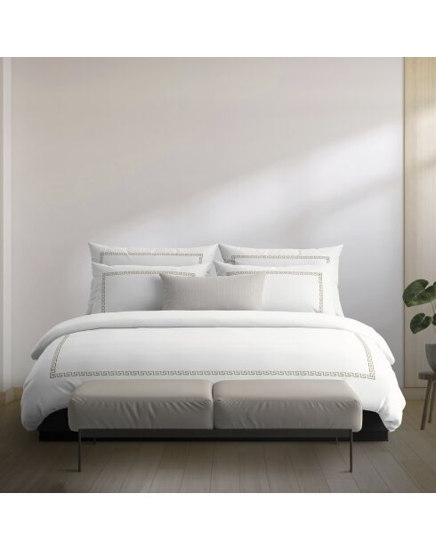 Parure housse de couette en satin de coton - Maison royale Gris / Blanc