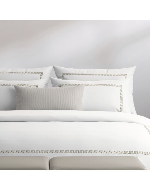 Parure housse de couette en satin de coton - Maison royale Gris / Blanc