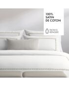 Parure housse de couette en satin de coton - Maison royale Gris / Blanc