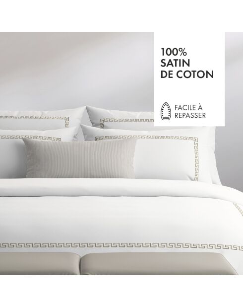 Parure housse de couette en satin de coton - Maison royale Gris / Blanc
