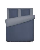 Parure housse de couette en coton lavé Uni Bleu foncé