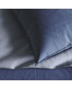 Parure housse de couette en coton lavé Uni Bleu foncé