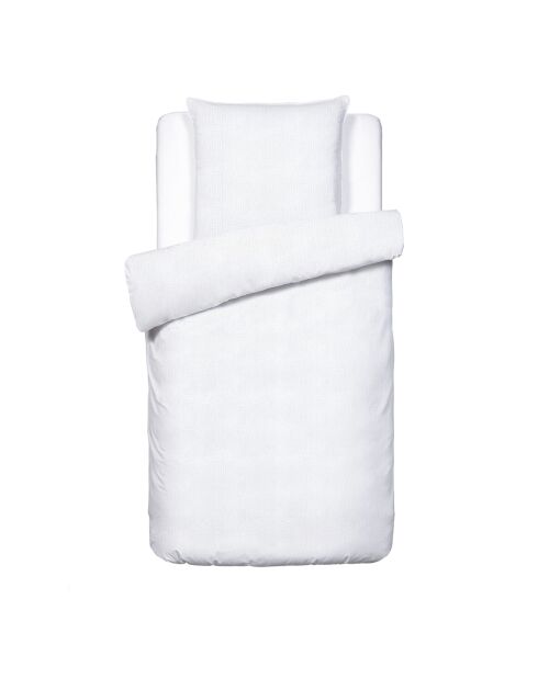Parure housse de couette en gaze de coton Uni Blanc 02