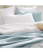 Parure housse de couette en gaze de coton Uni Blanc 02