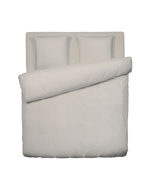 Parure housse de couette en satin de coton Rayures classiques Taupe