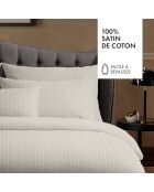 Parure housse de couette en satin de coton Rayures classiques Taupe