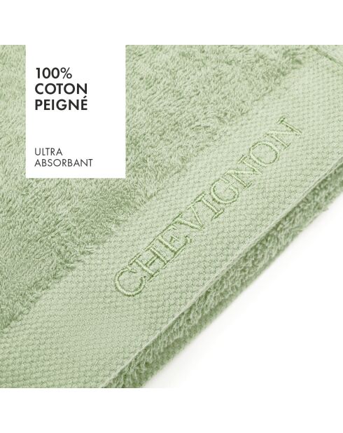 Lot de 2 serviettes de toilette vert prairie - 50x100 cm