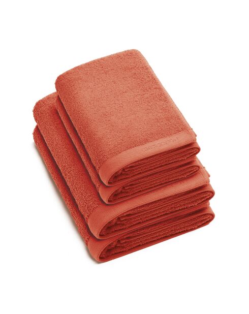 Serviette pour les mains + serviette de bain en coton peigné LT - Corail Lagon