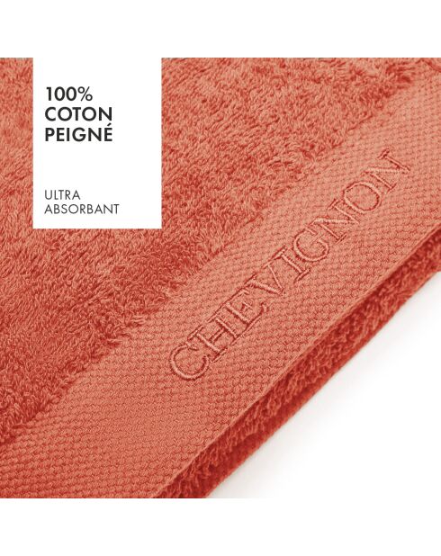 Serviette pour les mains + serviette de bain en coton peigné LT - Corail Lagon
