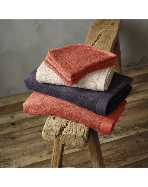 Serviette pour les mains + serviette de bain en coton peigné LT - Corail Lagon