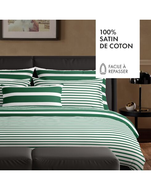 Parure housse de couette en satin de coton Horizon Vert