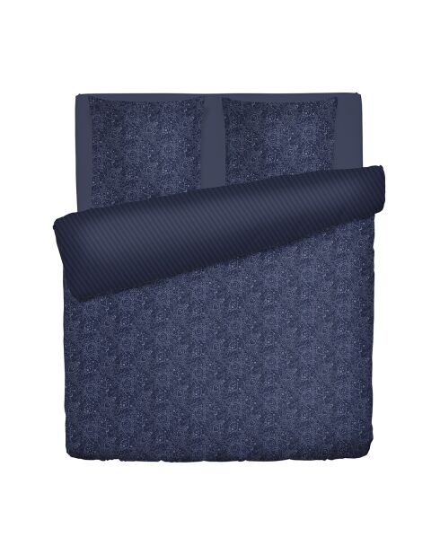 Parure housse de couette en satin de coton - Mystère bleu indigo