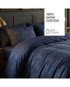 Parure housse de couette en satin de coton - Mystère bleu indigo