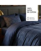 Parure housse de couette en satin de coton - Mystère bleu indigo