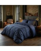 Parure housse de couette en satin de coton - Mystère bleu indigo