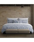 Parure housse de couette en satin de coton - Bleu jardin