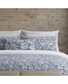 Parure housse de couette en satin de coton - Bleu jardin