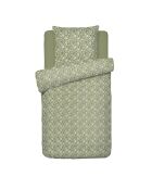 Parure housse de couette en satin de coton Fleurs Vert