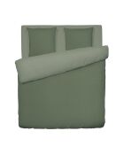 Parure housse de couette en coton lavé Uni Vert foncé