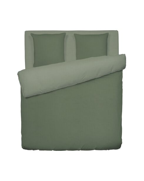Parure housse de couette en coton lavé Uni Vert foncé