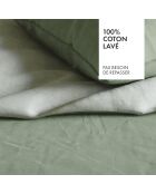 Parure housse de couette en coton lavé Uni Vert foncé