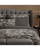 Parure housse de couette en satin de coton Paradis zébré noir