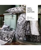 Parure housse de couette en satin de coton à motif cachemire noir