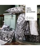 Parure housse de couette en satin de coton à motif cachemire noir