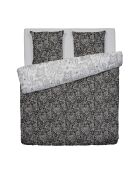 Parure housse de couette en satin de coton à motif cachemire noir