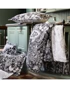 Parure housse de couette en satin de coton à motif cachemire noir