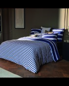 2 Taies d'oreiller en satin de coton bleu horizon
