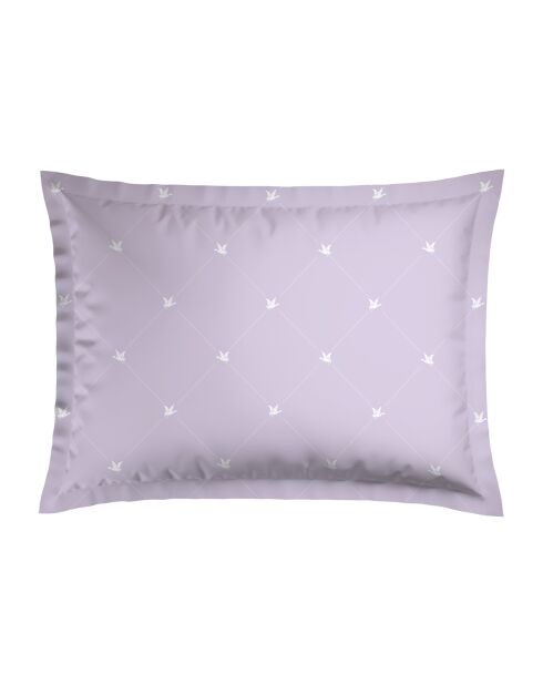 2 Taies d'oreiller en satin de coton Canards Lilas