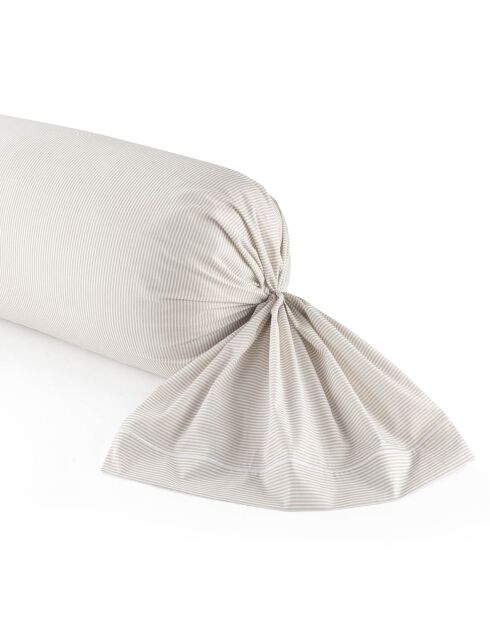 Housse de traversin en percal de coton Lyon Taupe - 43x210 cm