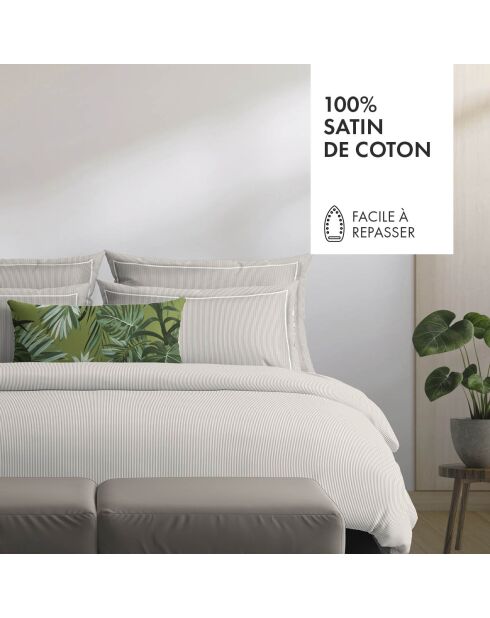 Housse de traversin en percal de coton Lyon Taupe - 43x210 cm